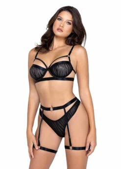 Roma R-LI566, Tiger Mesh Bra & Garter Set