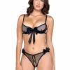 Roma R-LI595, Peek-a-Boo Bow Bra Set -Roma Shop LI595 Blk 64566.1669998135