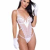 Roma R-LI608, Lace Heart Embroidered Teddy -Roma Shop LI608 93510.1702568422