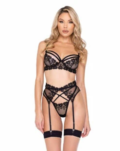 Roma R-LI615, Lace Heart And Dot Mesh Garter Set