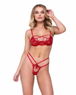 Roma R-LI636, Metallic Embroidered Bow Bra Set