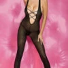 MUSIC LEGS ML-1106, Deep V Opaque BodyStocking
