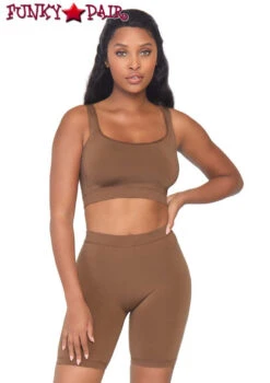 NK004, Seamless Crop Tank And Bike Shorts -Roma Shop NK004 01 Tan 84130.1556607271